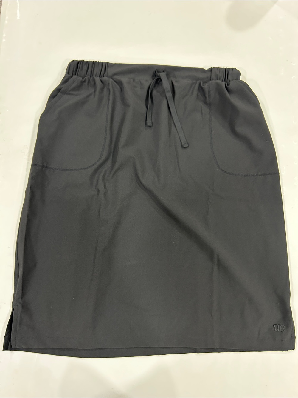 Albion Black Elastic Waist Knee Length Skirt